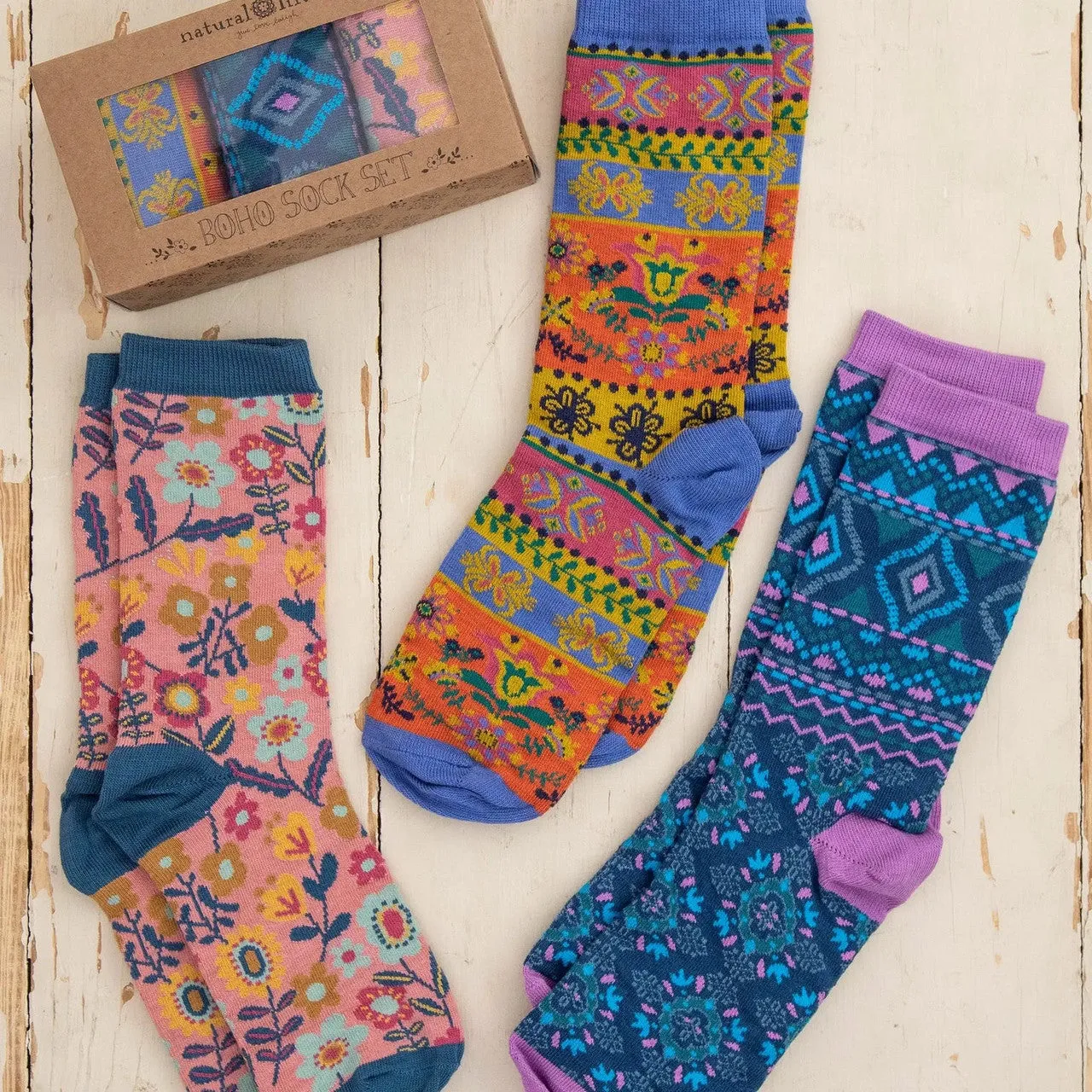 Boho Sock Set by Natural Life - Multi Floral