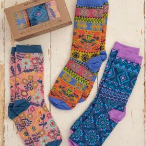 Boho Sock Set by Natural Life - Multi Floral