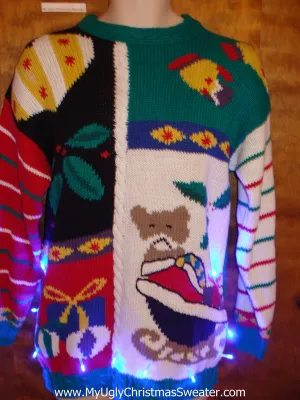 Bold and Not So Beautiful 80s Light Up Ugly Xmas Sweater