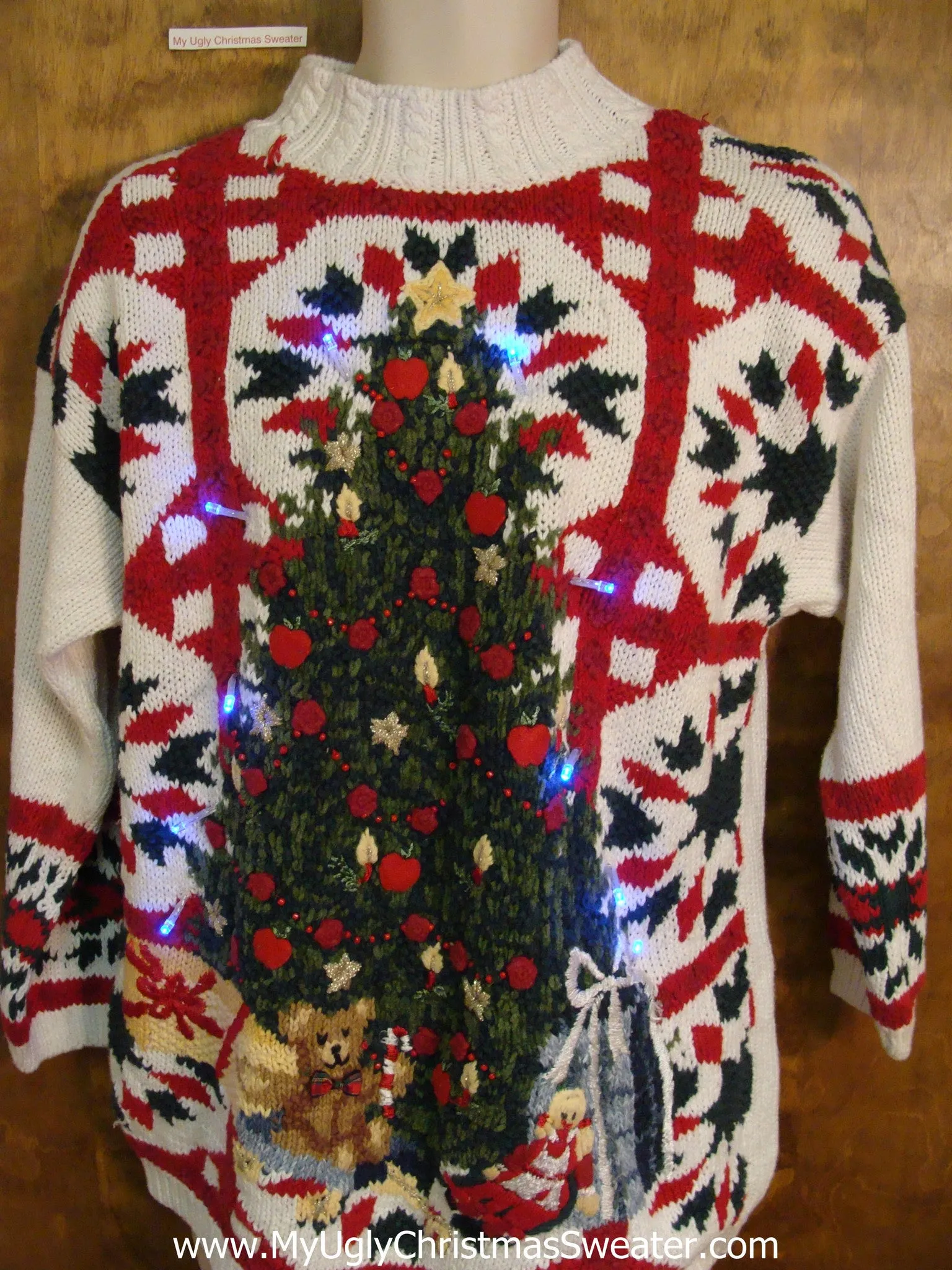 Bold Color Crazy 80s Light Up Ugly Xmas Sweater