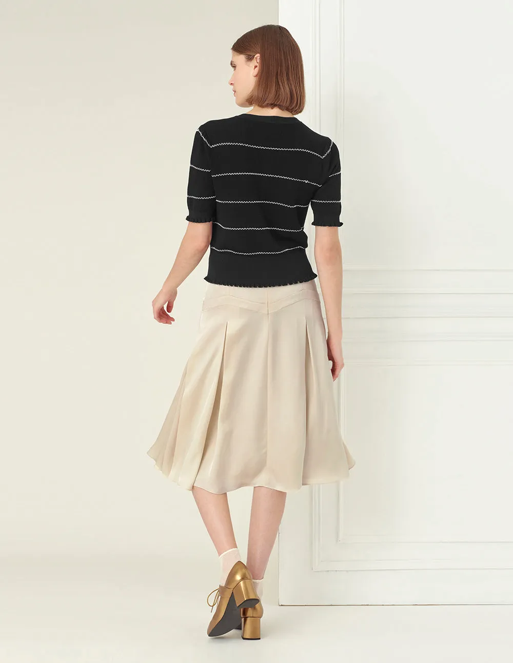BORA AKSU Crew Neck Contrast Knit Cardigan