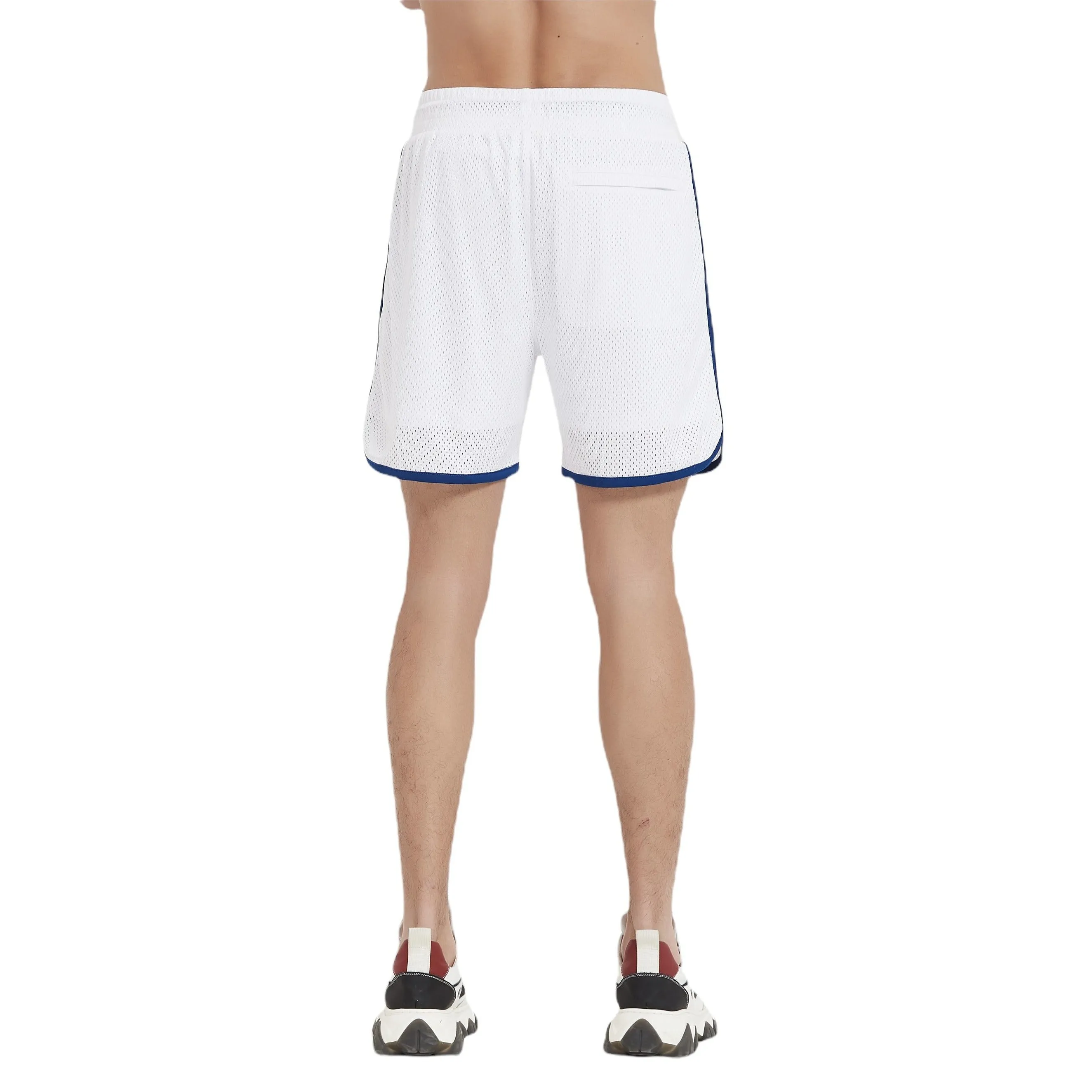 Botanic Mesh Gym Short - White w. Blue Taping