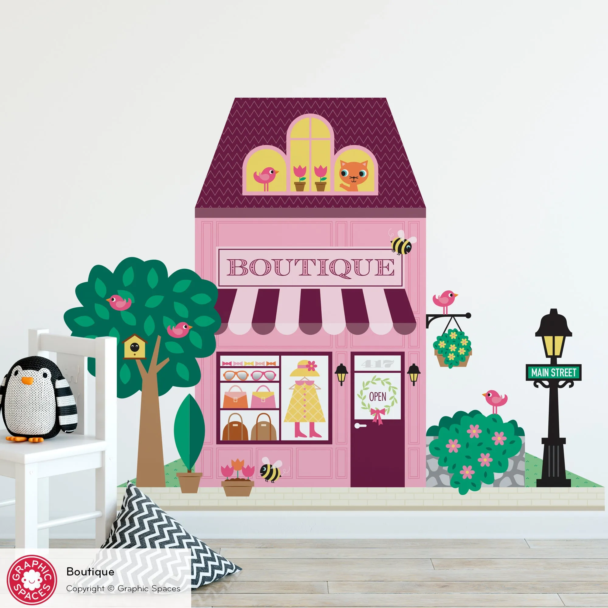Boutique Fabric Wall Decal - Happy Town