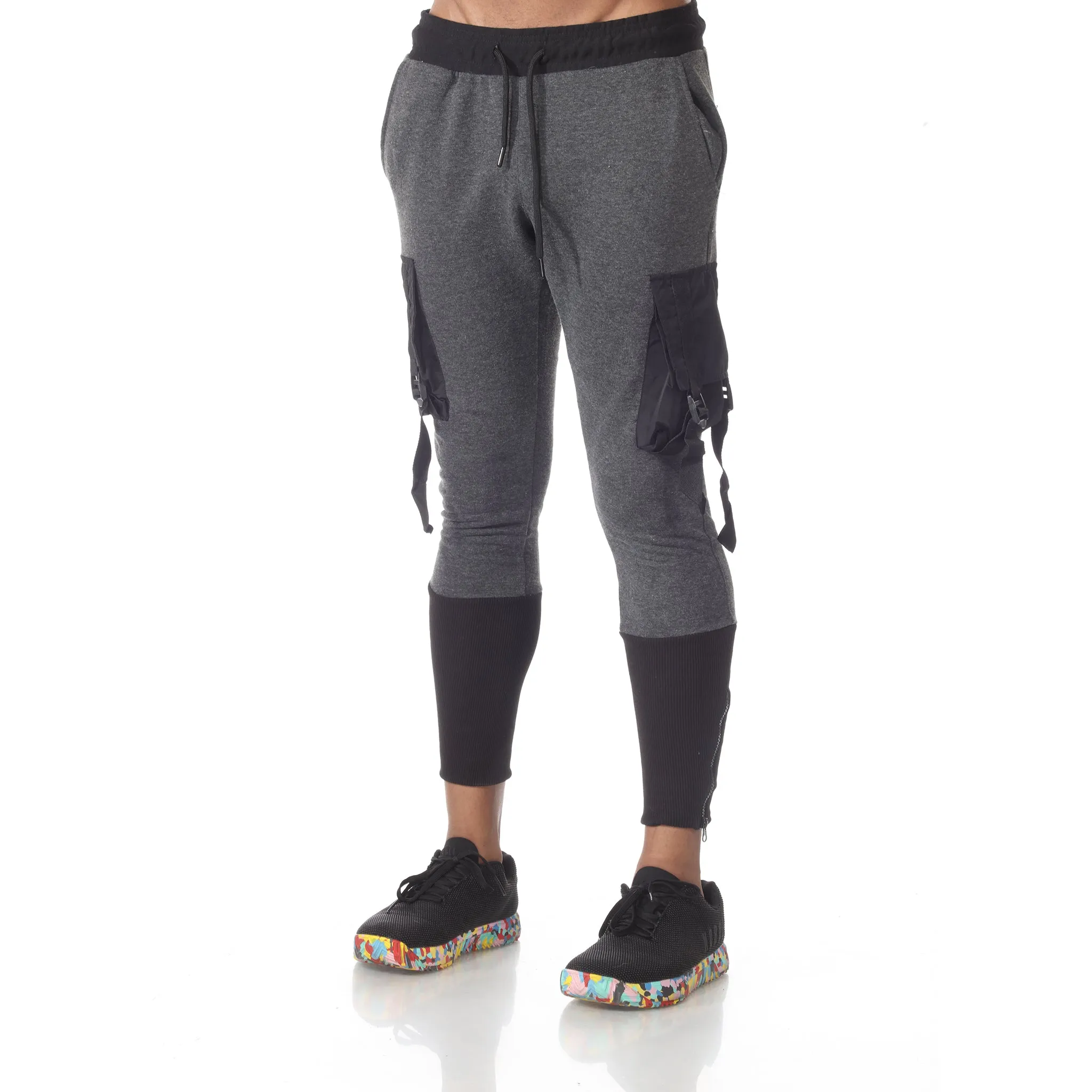 Bowie Charcoal Fashion Jogger with Black Cargo Pockets