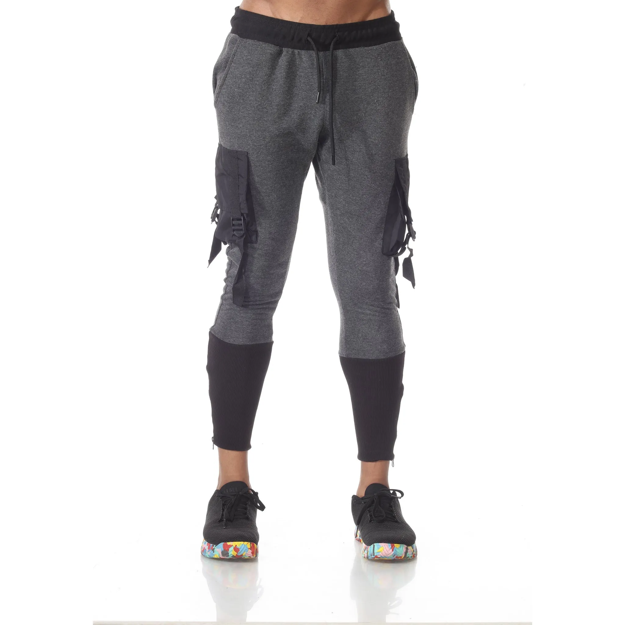 Bowie Charcoal Fashion Jogger with Black Cargo Pockets