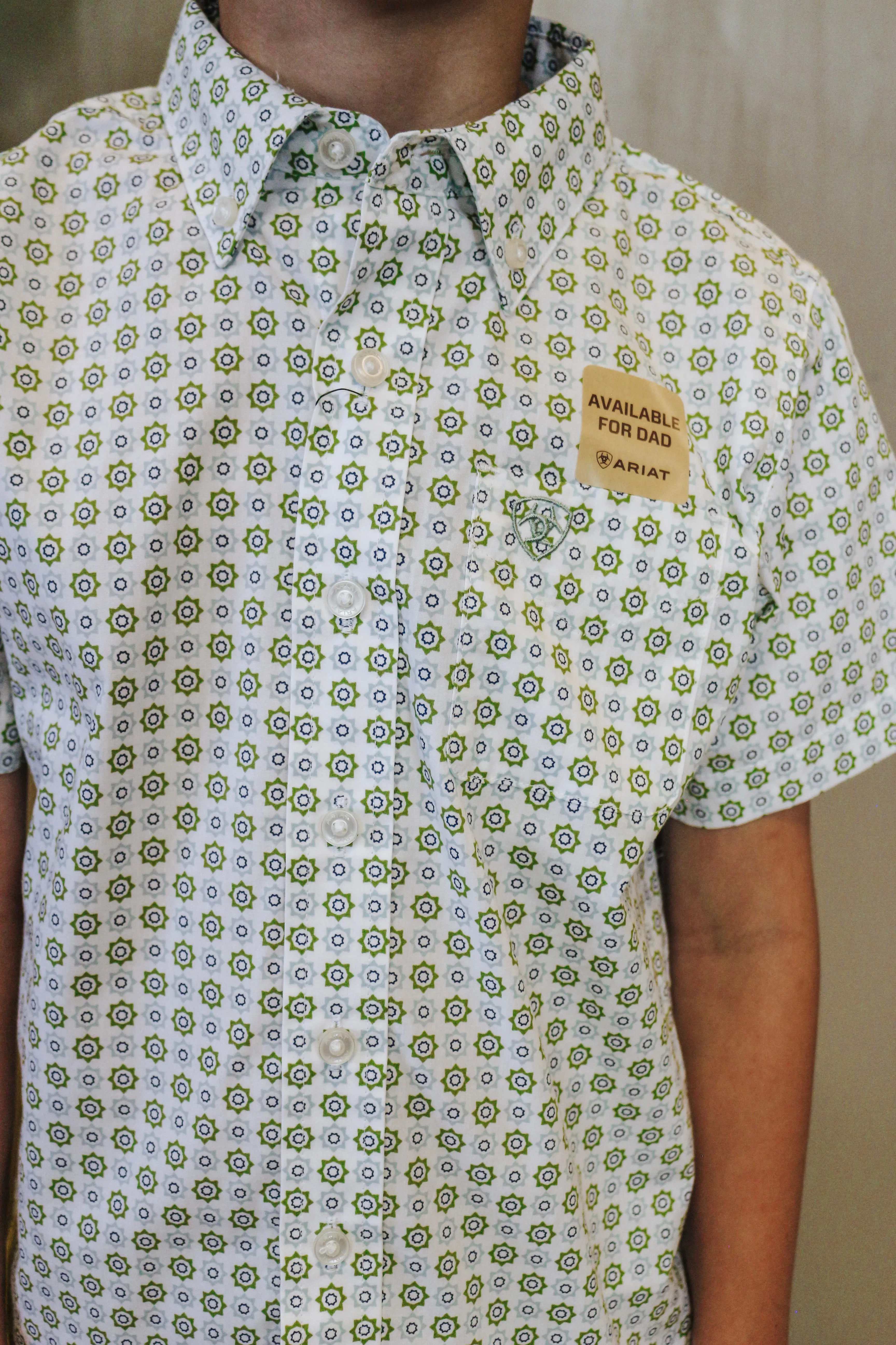 Boys Ariat Award Classic Green Button Up Tee