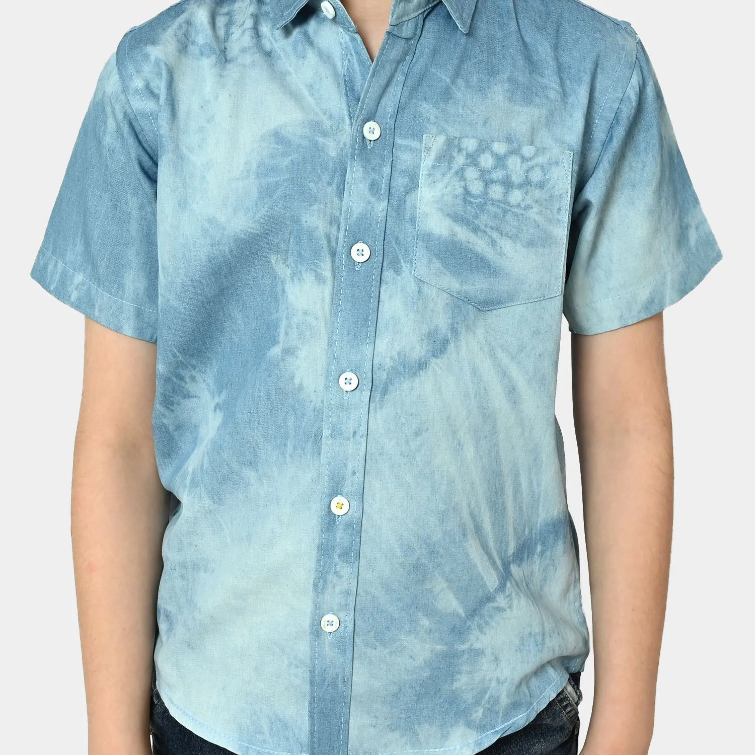 Boys Denim Basic Shirt - Light Blue