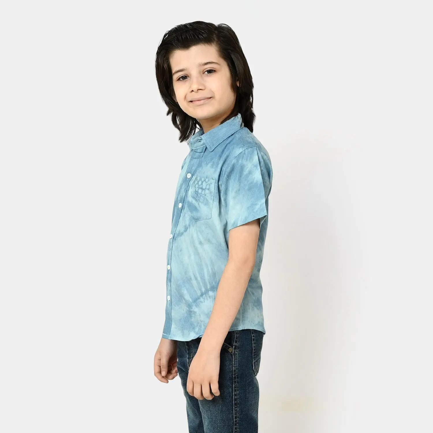 Boys Denim Basic Shirt - Light Blue