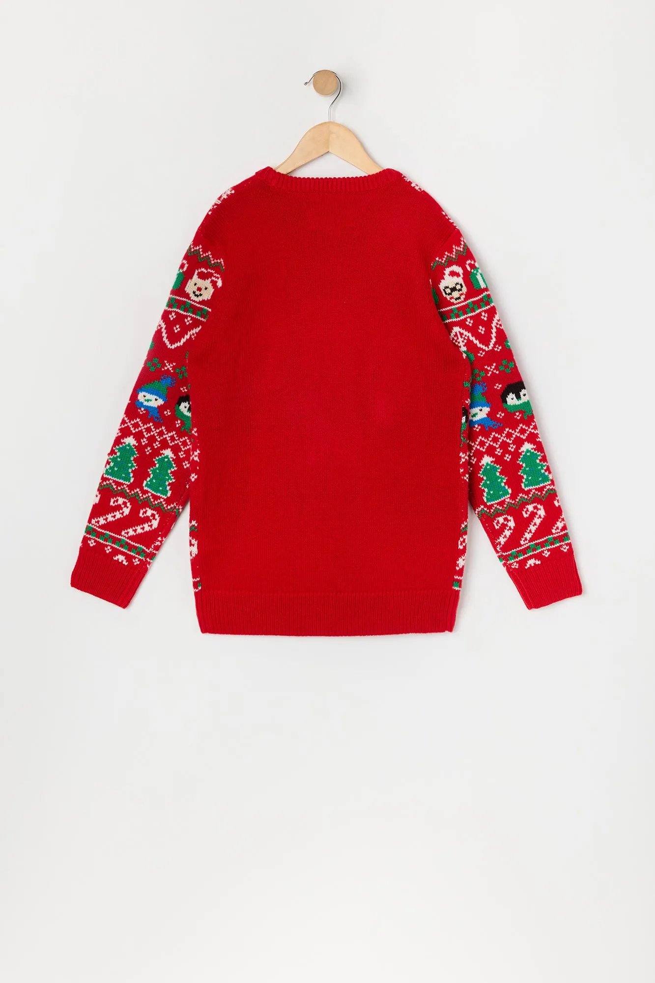 Boys Penguin Fairisle Jacquard Knit Christmas Sweater