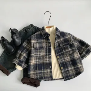 Boys Retro Plaid Fleece Shirt