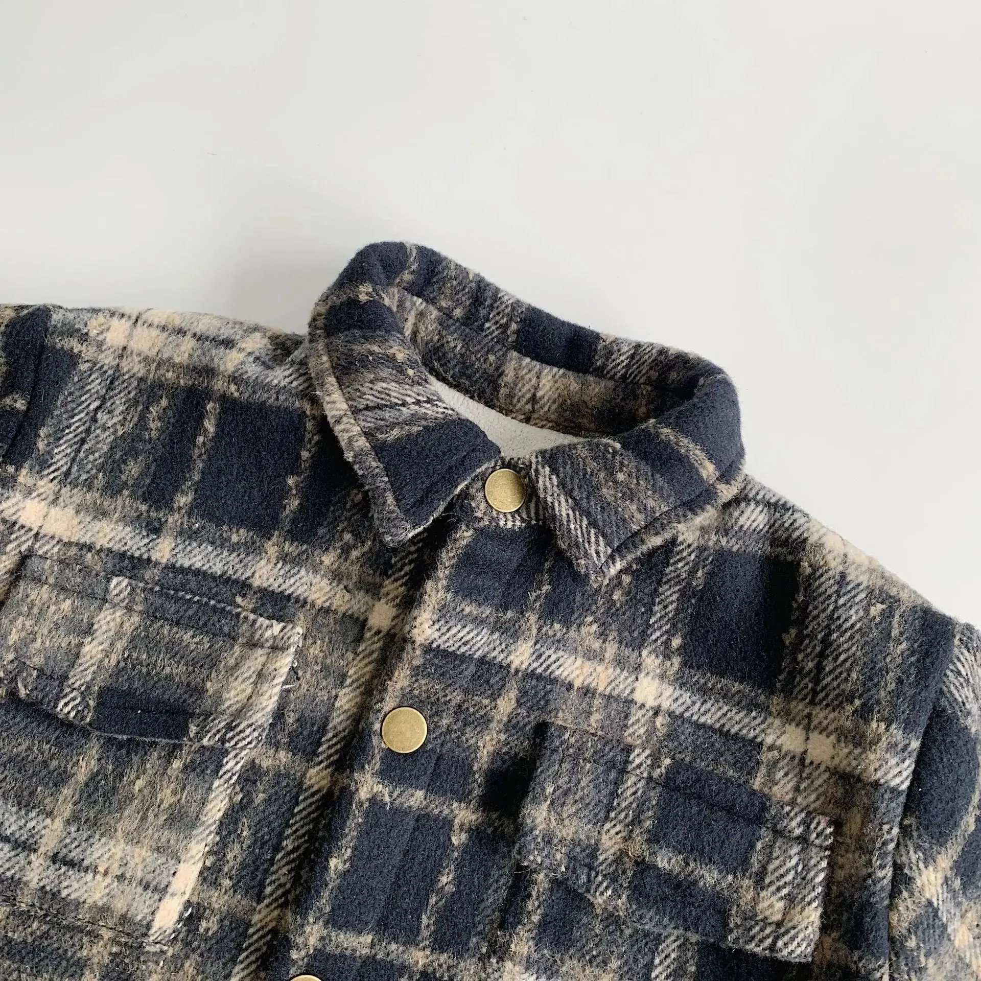 Boys Retro Plaid Fleece Shirt