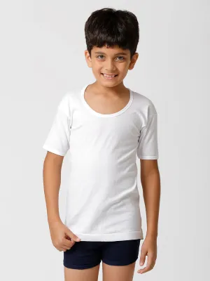 Boys Soft Fine Cotton White Banian RNS Sukra(4 PCs Pack)