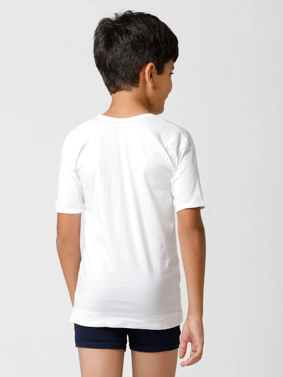 Boys Soft Fine Cotton White Banian RNS Sukra(4 PCs Pack)