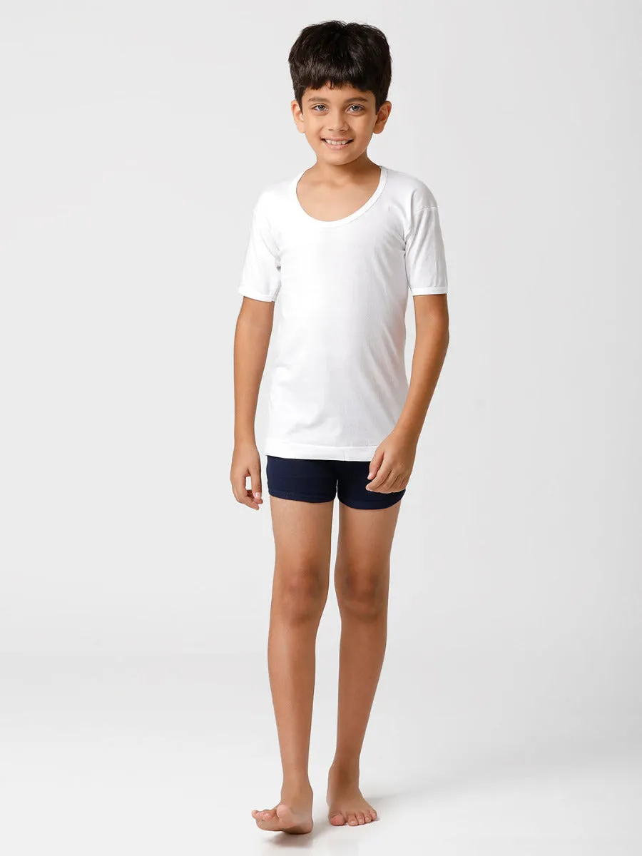 Boys Soft Fine Cotton White Banian RNS Sukra(4 PCs Pack)