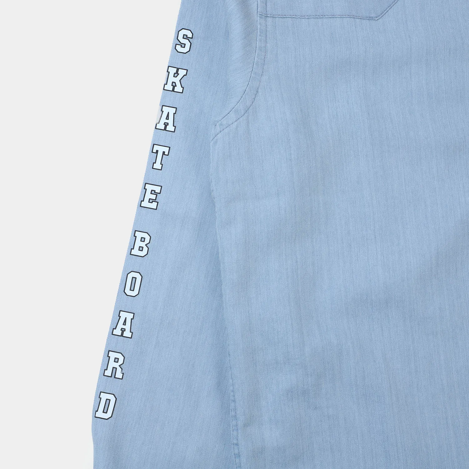 Boys Teens Denim Shirt Skate Board - LIGHT BLUE
