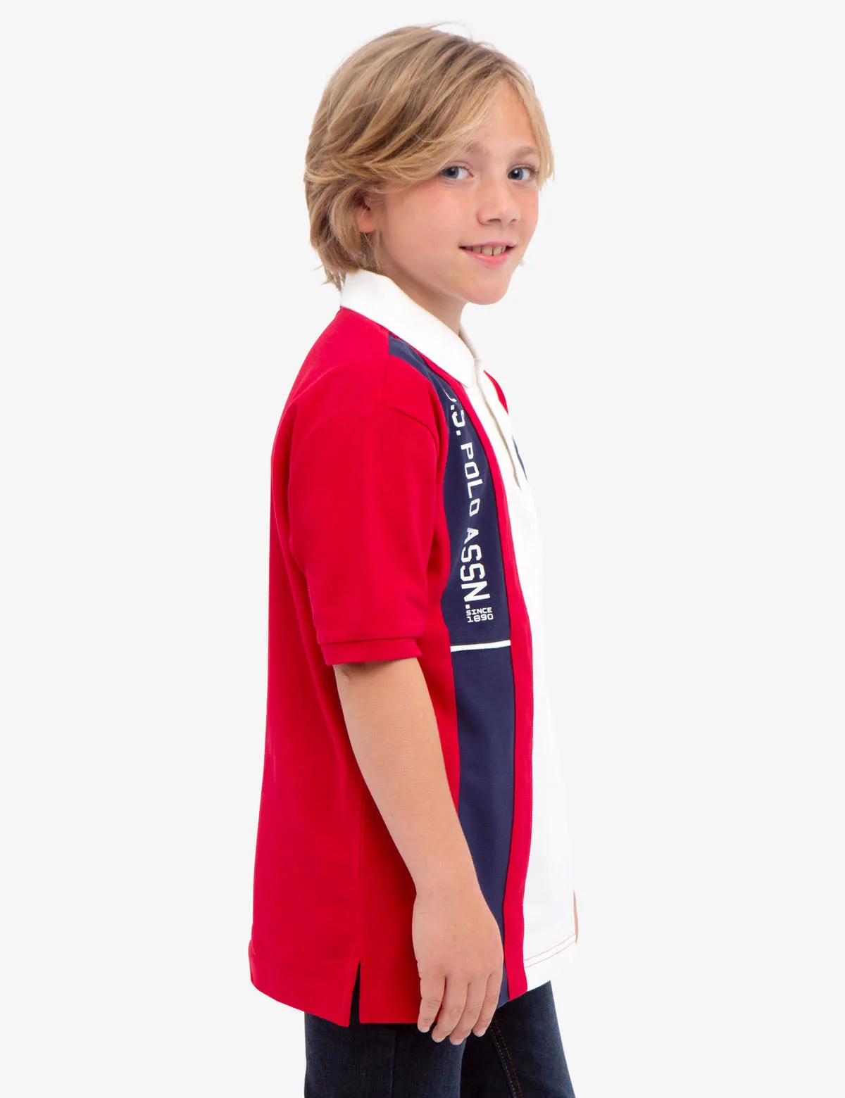 BOYS U.S. POLO ASSN. VERTICAL PIQUE POLO SHIRT