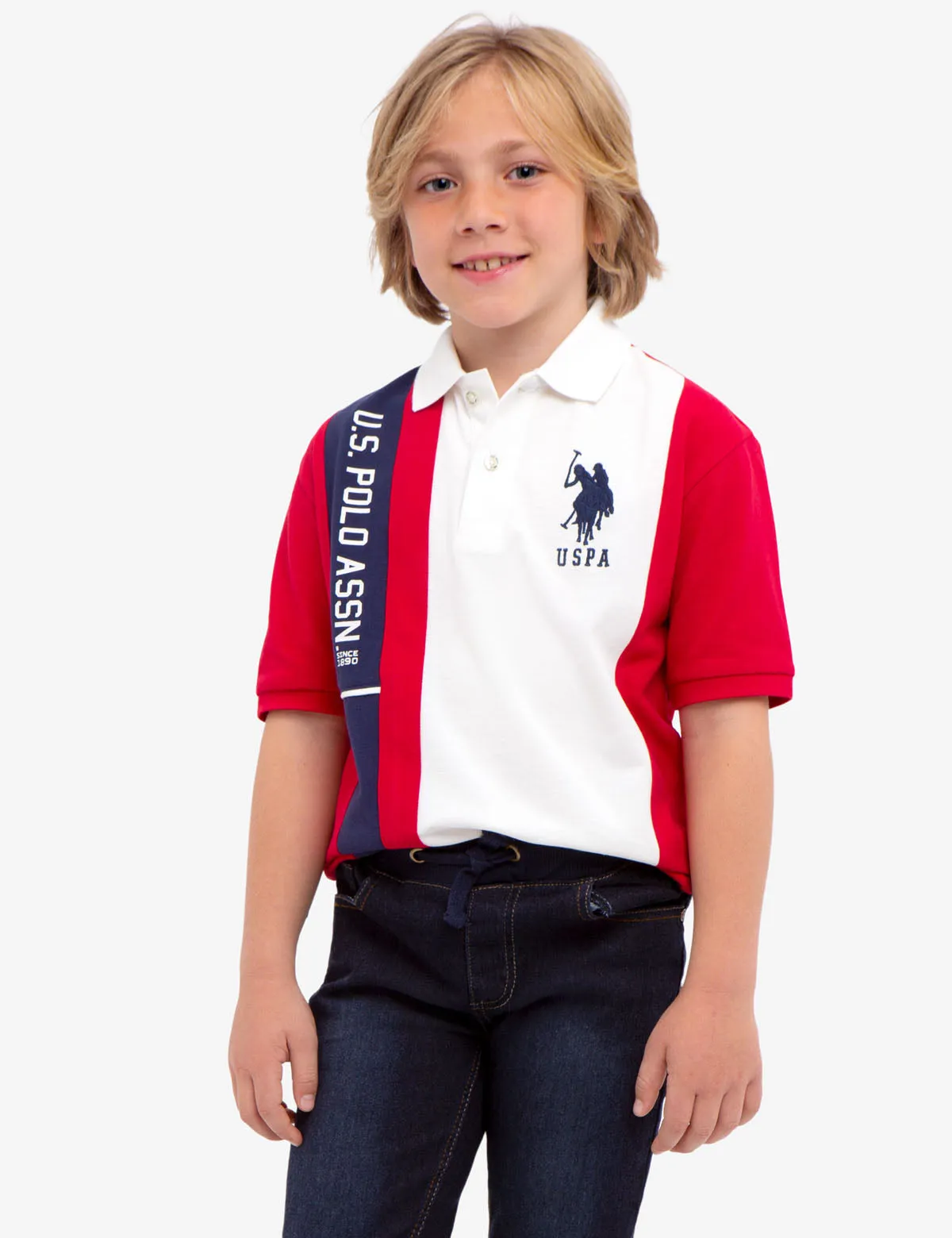 BOYS U.S. POLO ASSN. VERTICAL PIQUE POLO SHIRT
