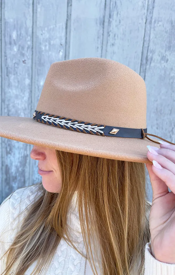 Braided Band Wide Brim Fedora