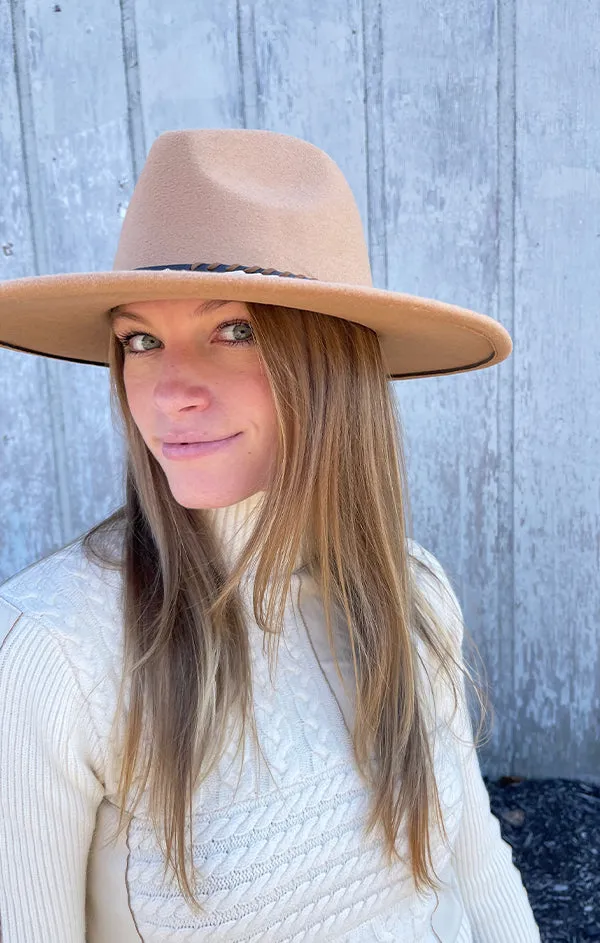 Braided Band Wide Brim Fedora