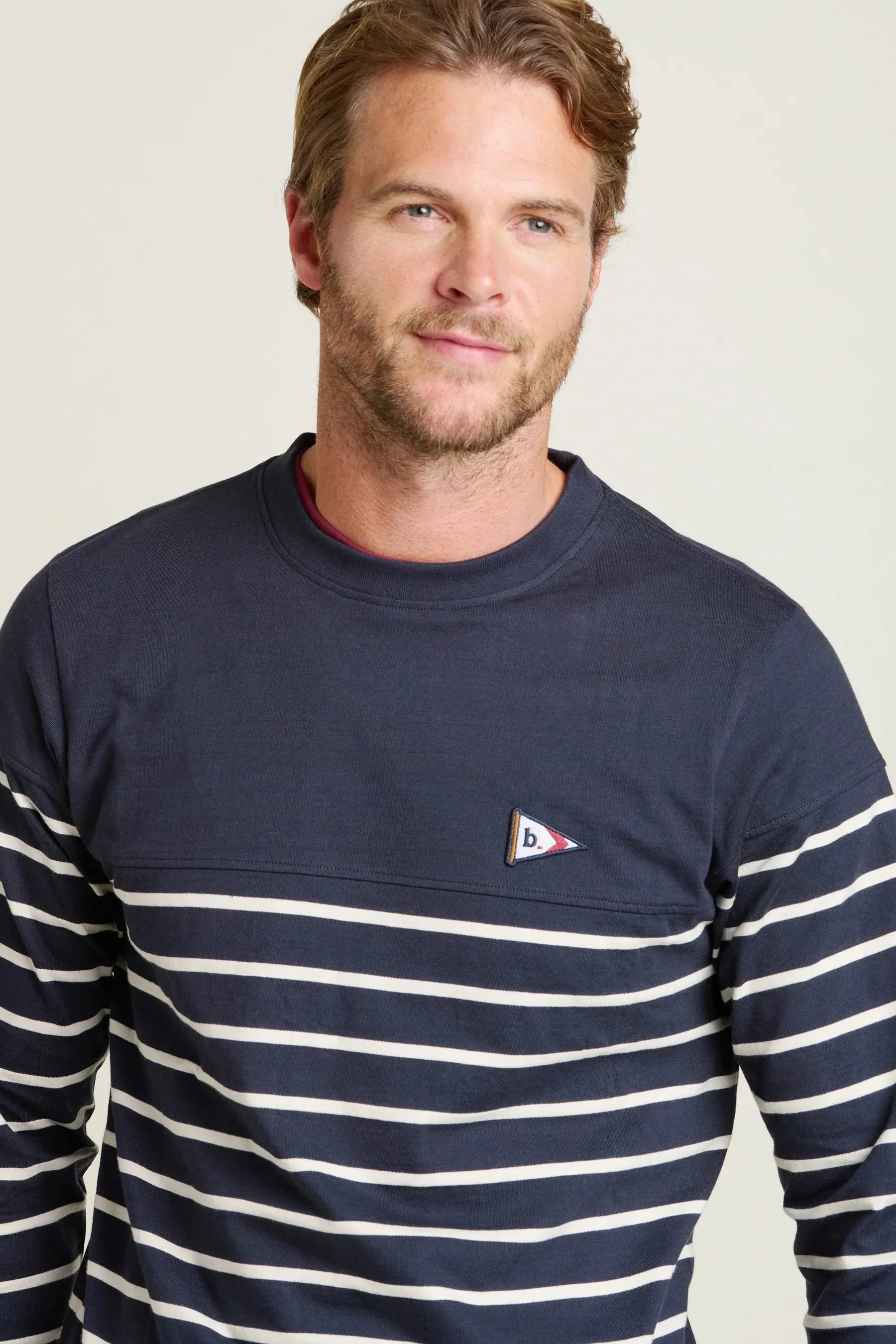 Brakeburn S Navy Long Sleeve Stripe T-Shirt