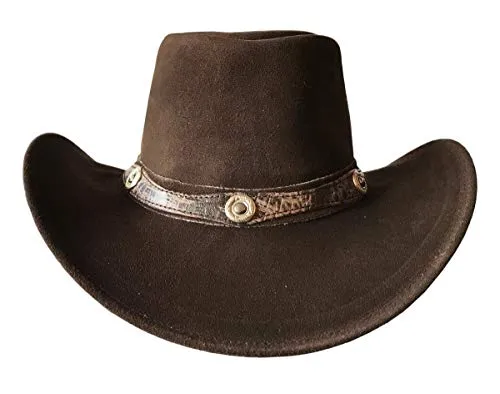 BRANDSLOCK Brown Leather Cowboy Hat for Men Women Lightweight Hat