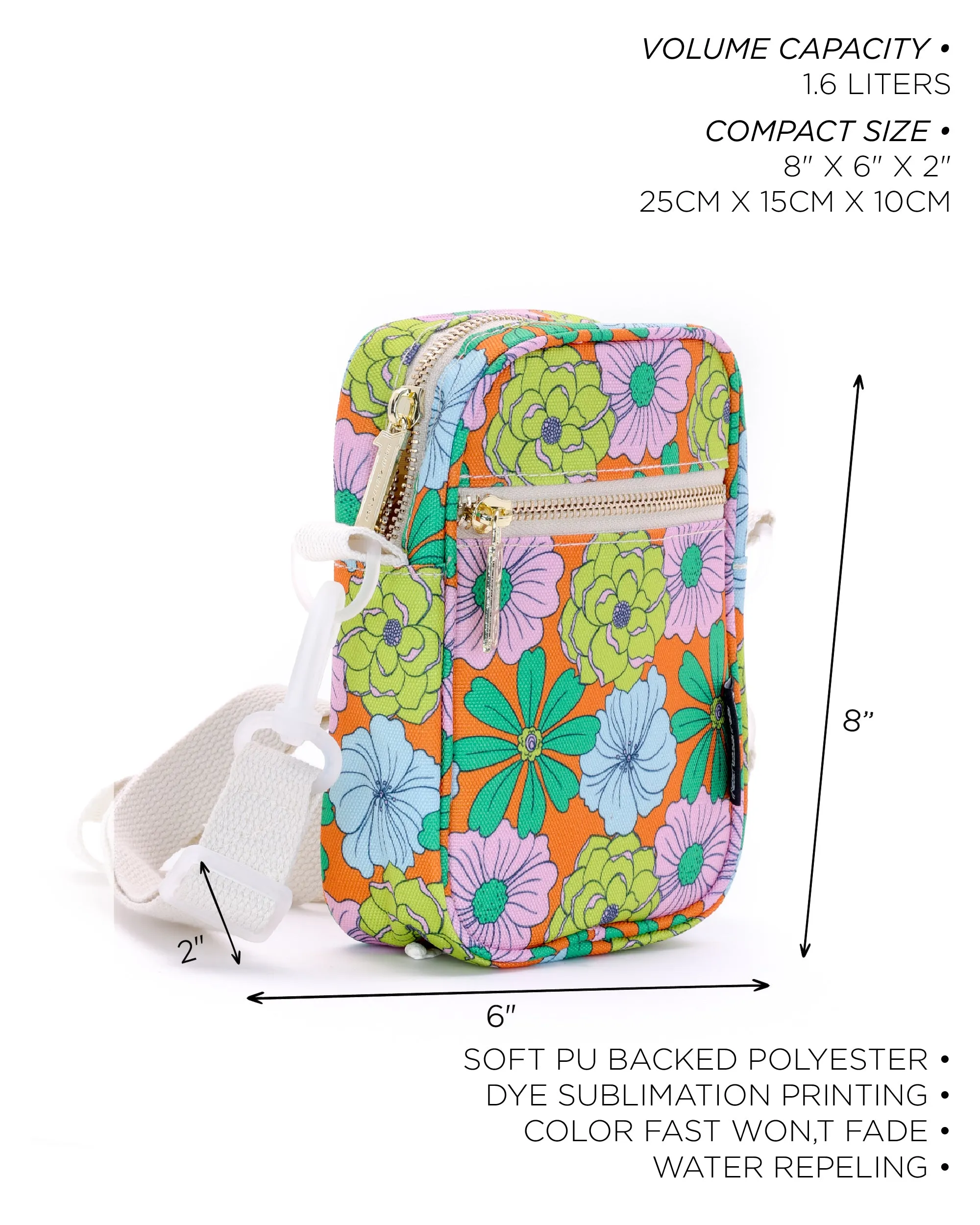 Brick Bag | Mini Crossbody | Recycled RPET | Floral Orange