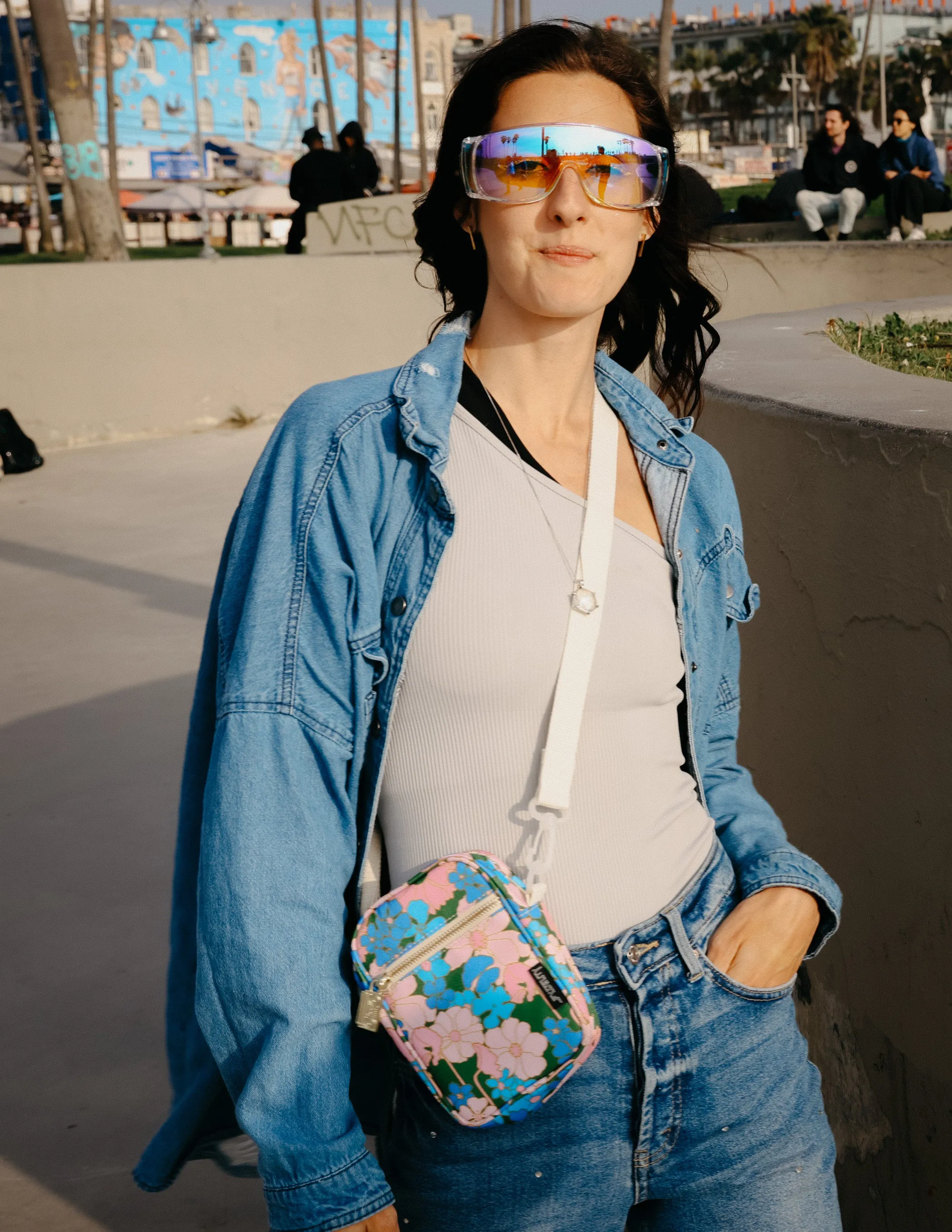 Brick Bag | Mini Crossbody | Recycled RPET | Floral Pink Blue