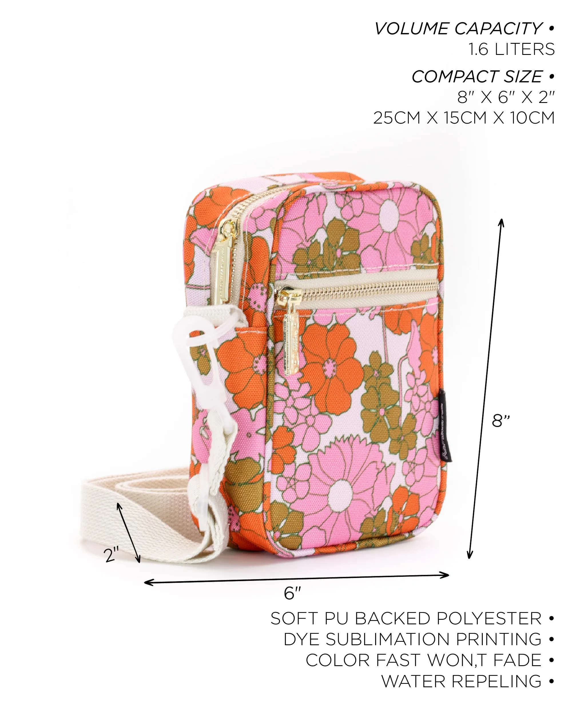 Brick Bag | Mini Crossbody | Recycled RPET | Floral Red Pink