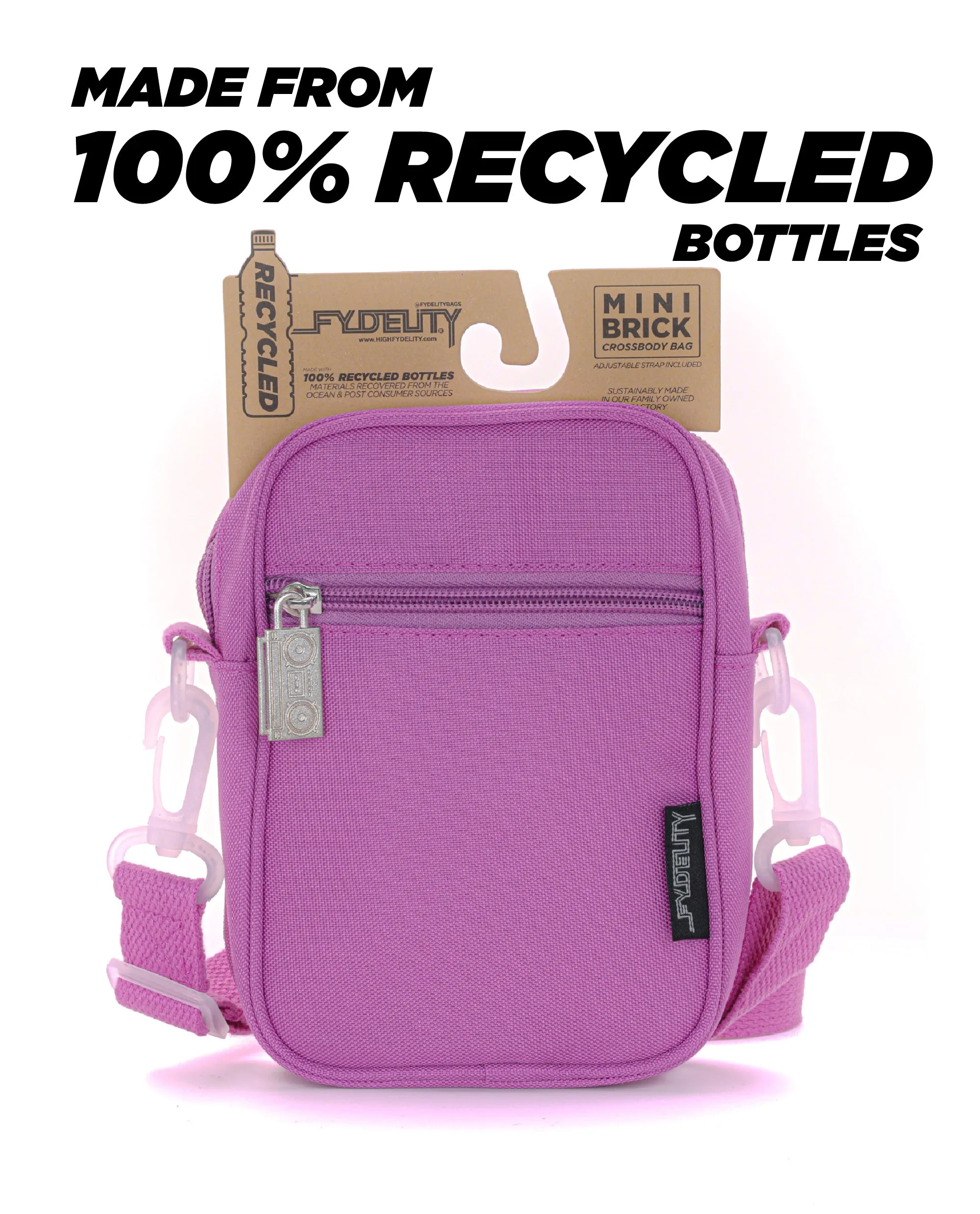 Brick Bag | Mini Crossbody | Recycled RPET | Neon Purple