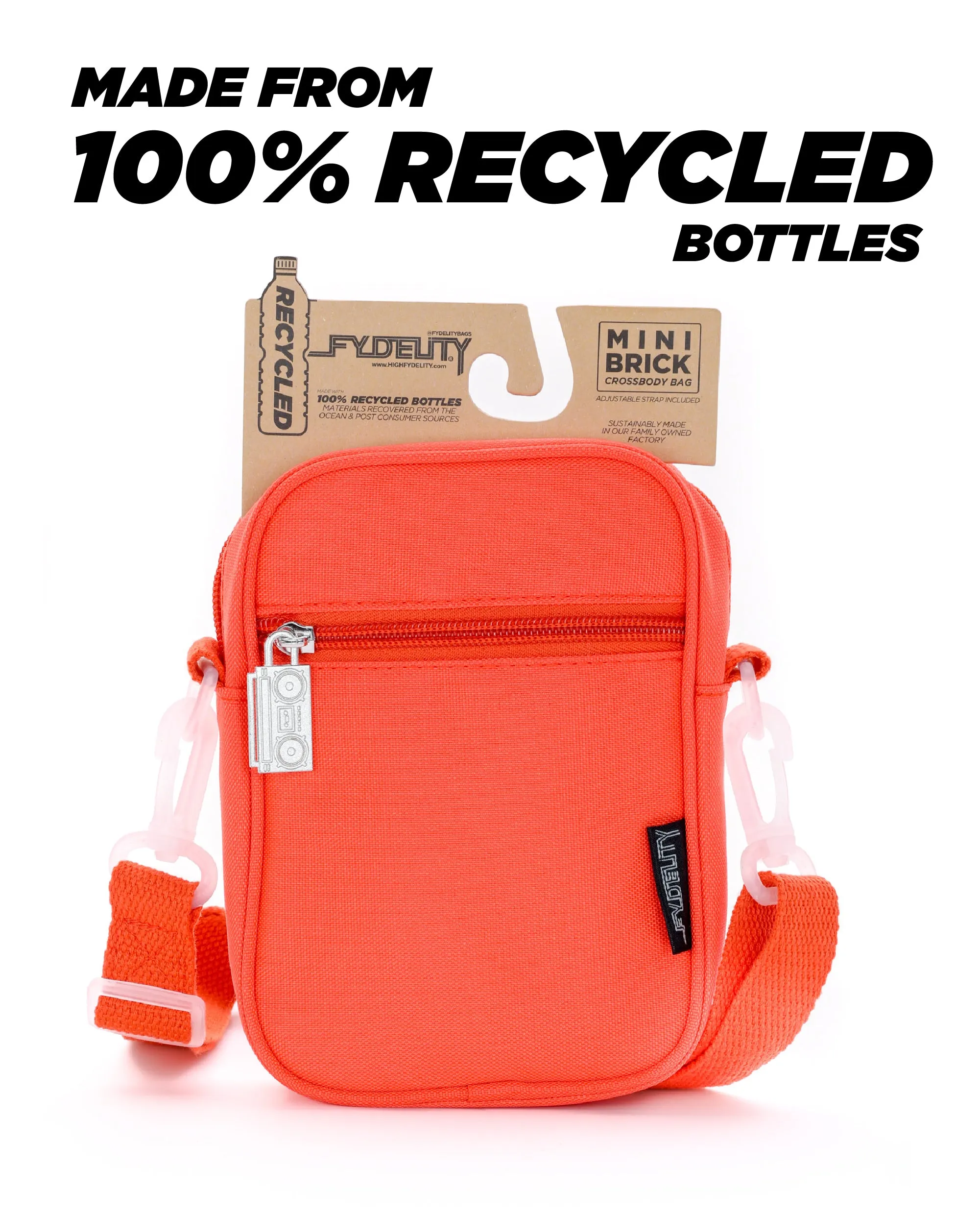 Brick Bag | Mini Crossbody | Recycled RPET | Neon Red