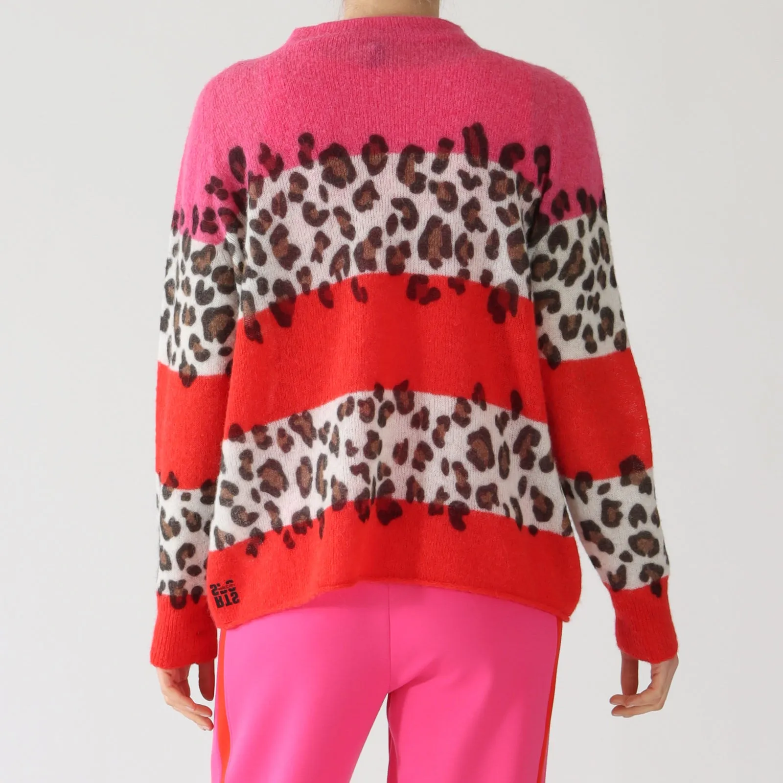 Bright Fire Red Alpaca Blend Leopard Sweater