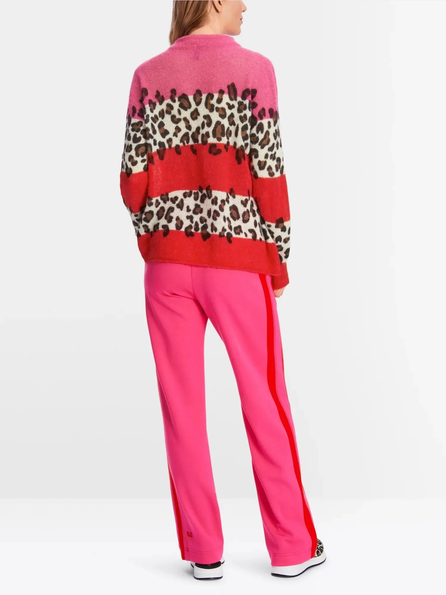 Bright Fire Red Alpaca Blend Leopard Sweater