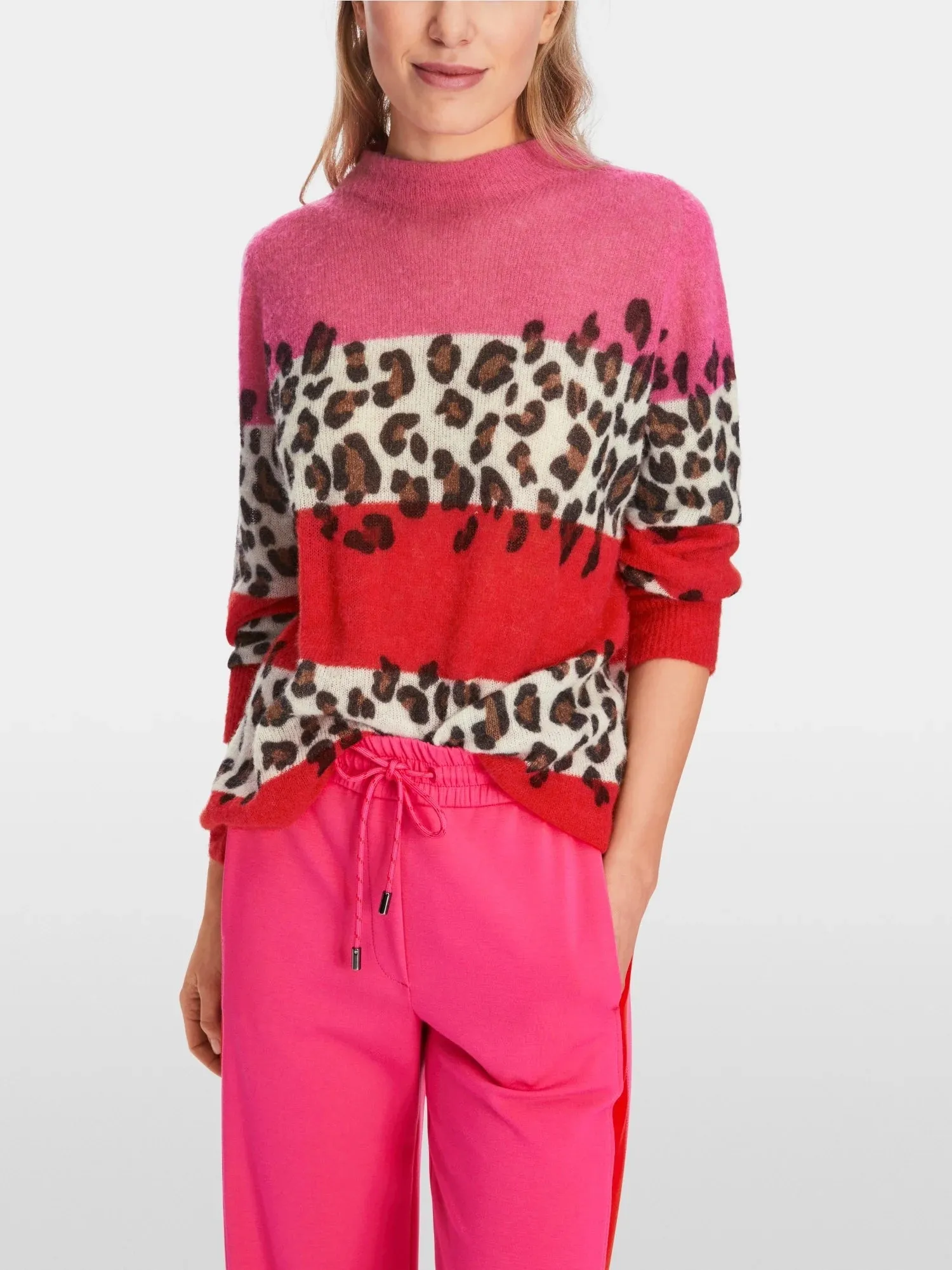 Bright Fire Red Alpaca Blend Leopard Sweater