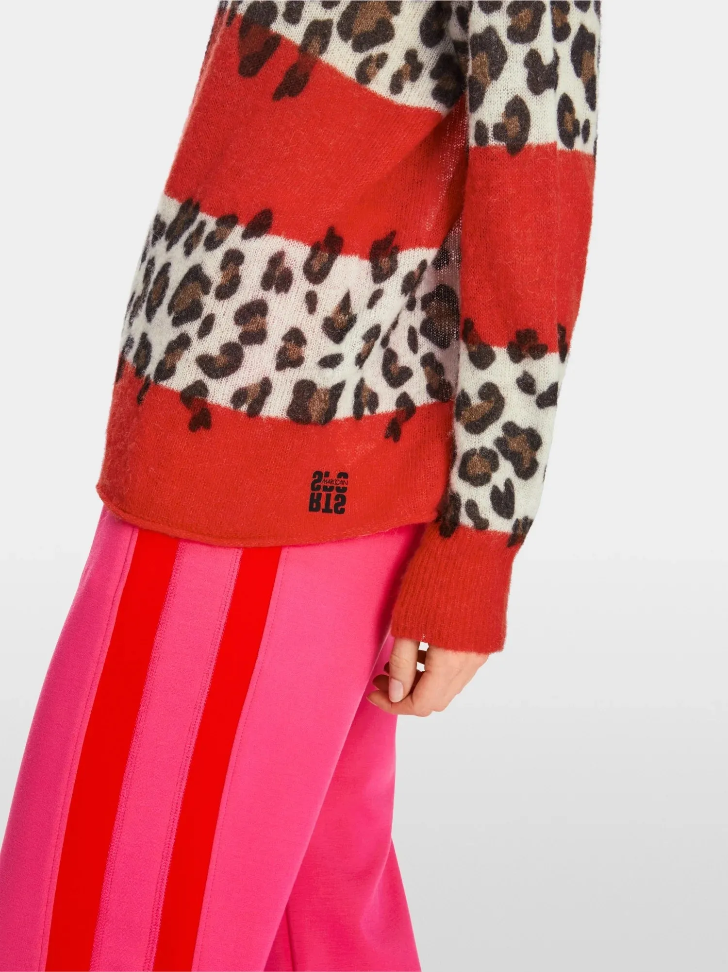 Bright Fire Red Alpaca Blend Leopard Sweater