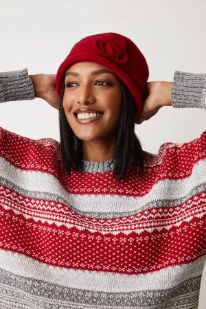 Brighton Fairisle Crew | Grey Red