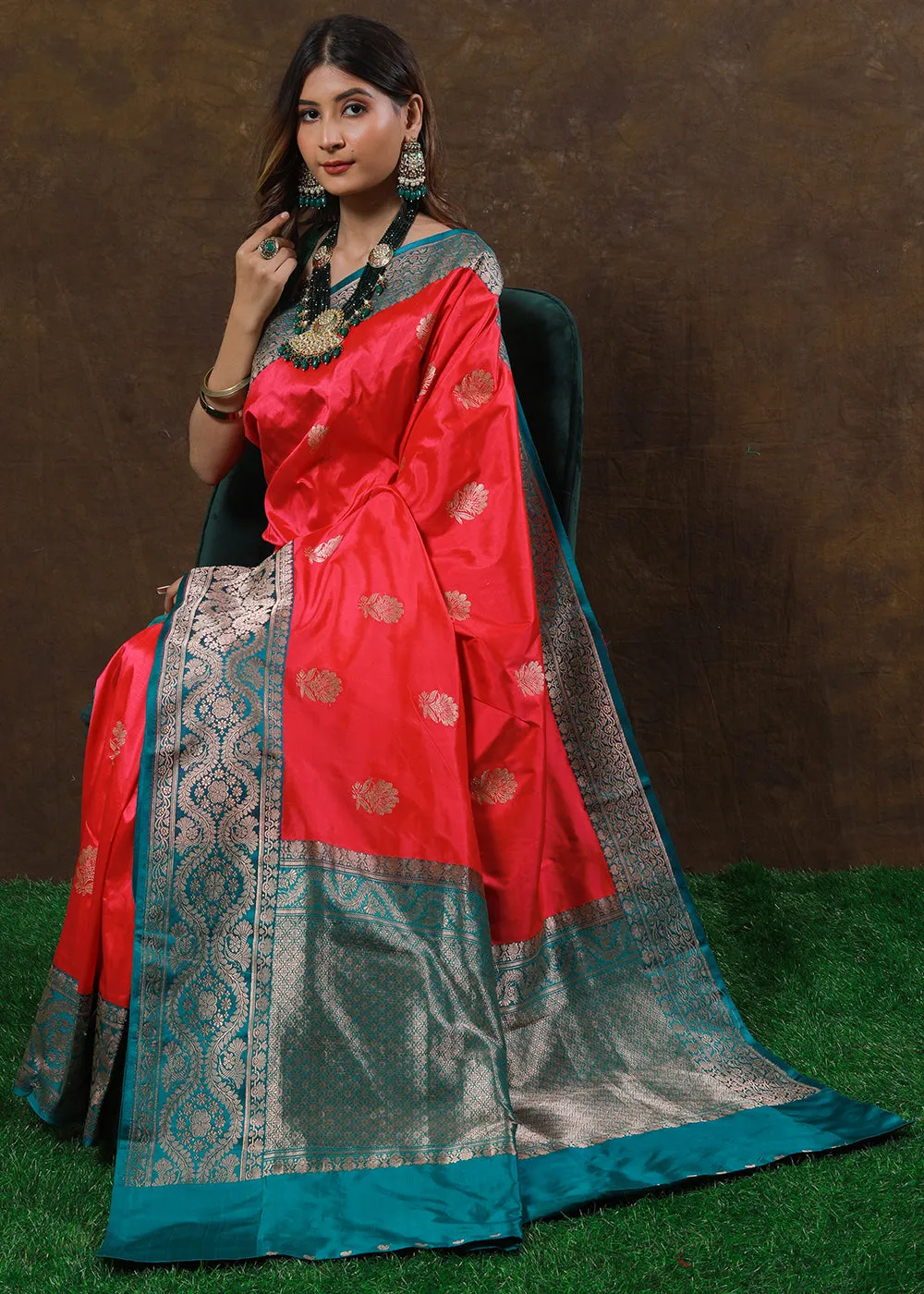 Brink Pink Hand Woven Pure Katan Silk Saree