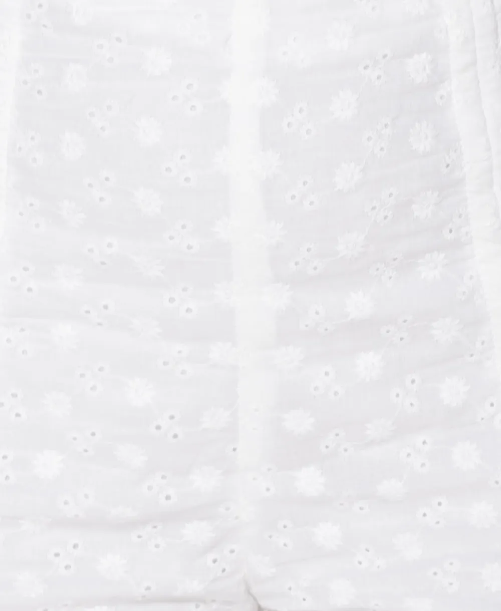 Broderie Anglaise Bardot Ruched Front Tie Detail Co Ord Set