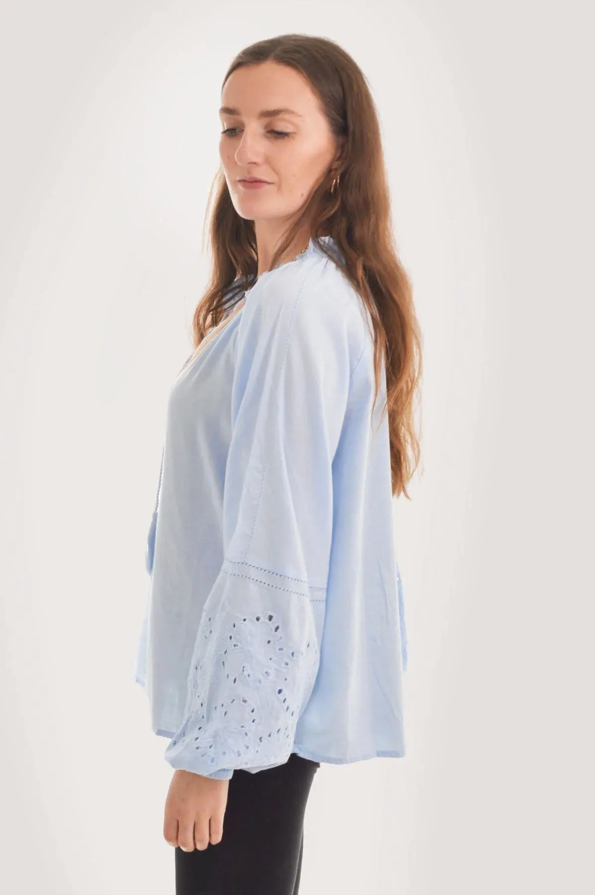Broderie Cotton Boho Blouse