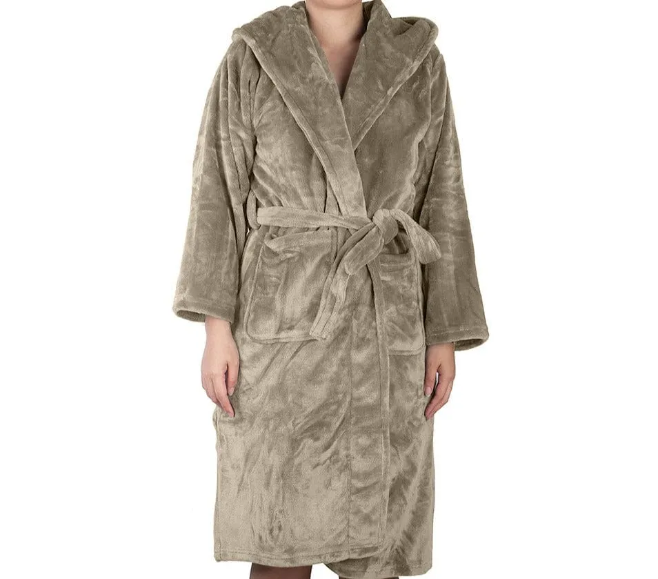 Brogo Microfiber Supersoft Hooded Bathrobe Mocha S/M