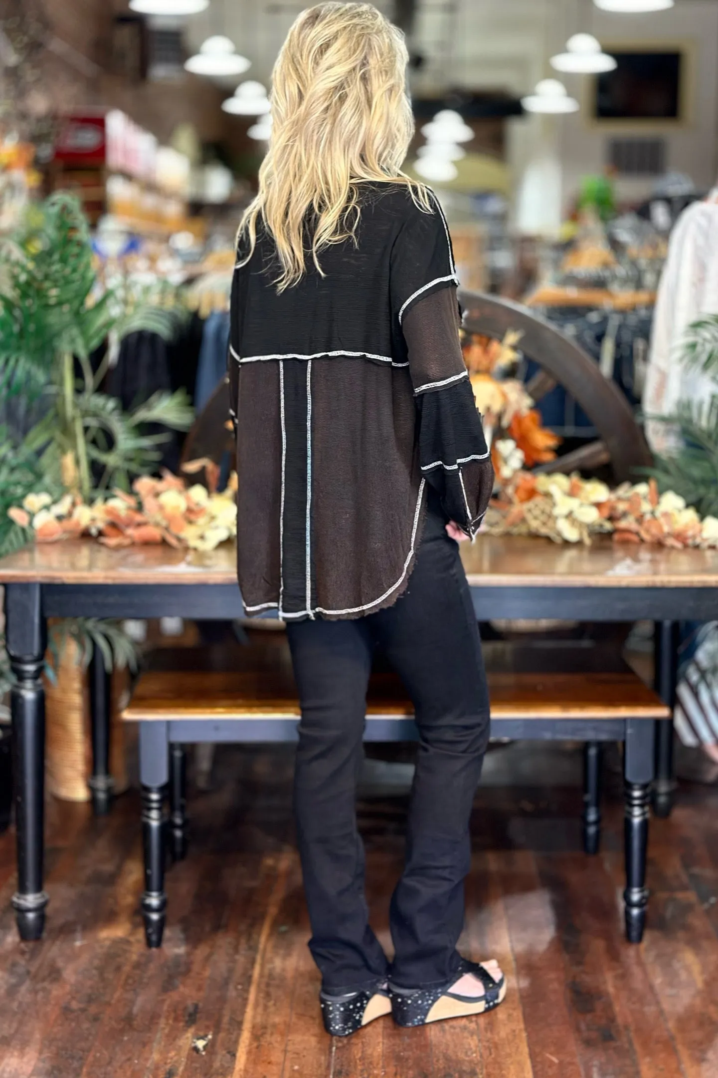 Brown and Black Oversized Button Down by POL