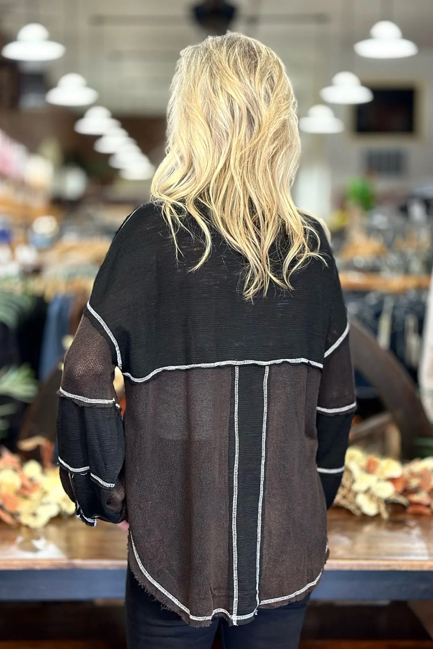 Brown and Black Oversized Button Down by POL