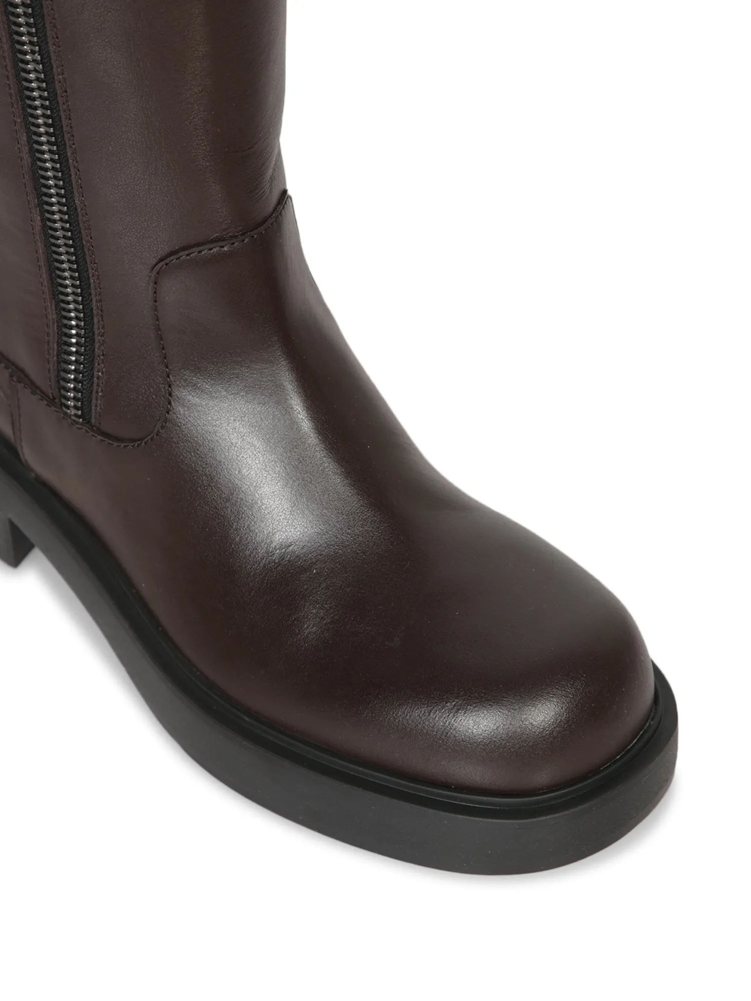 Brown Leather Flat Ankle Boots