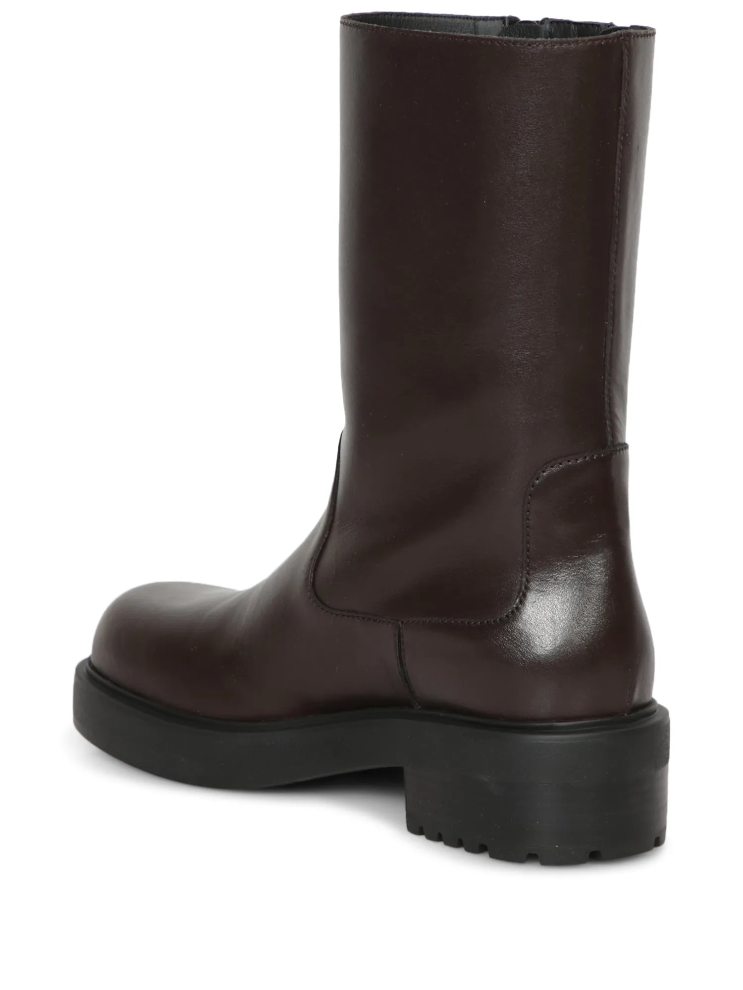 Brown Leather Flat Ankle Boots