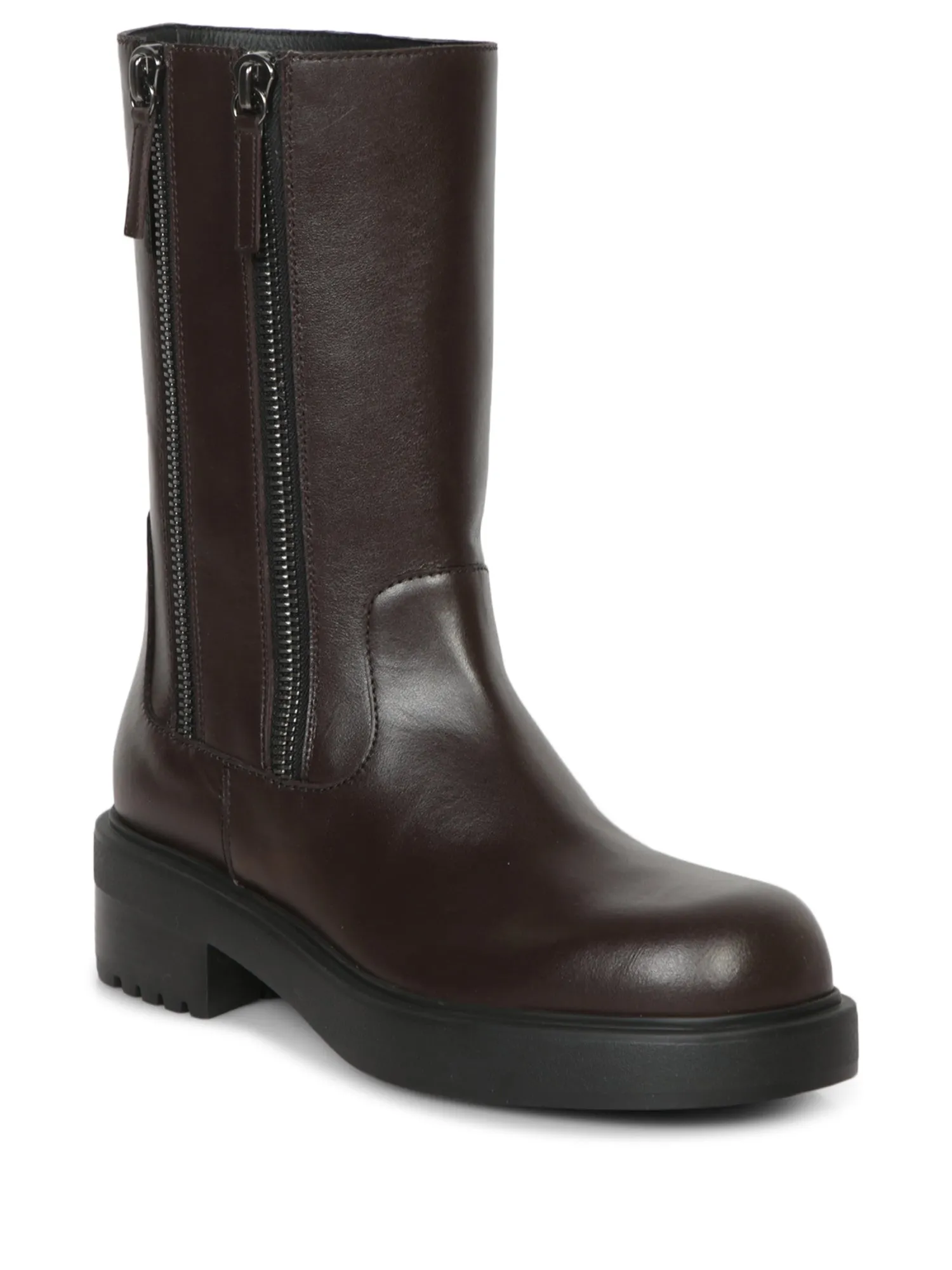 Brown Leather Flat Ankle Boots