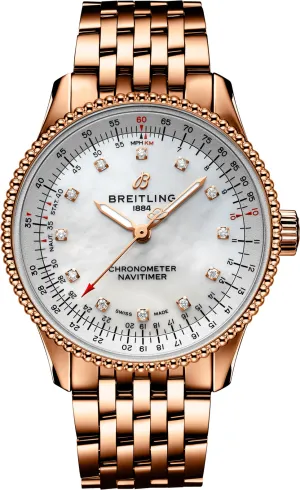 BRT Watch Navitimer AutoMTic 35 Mother Of Pearl Diamonds
