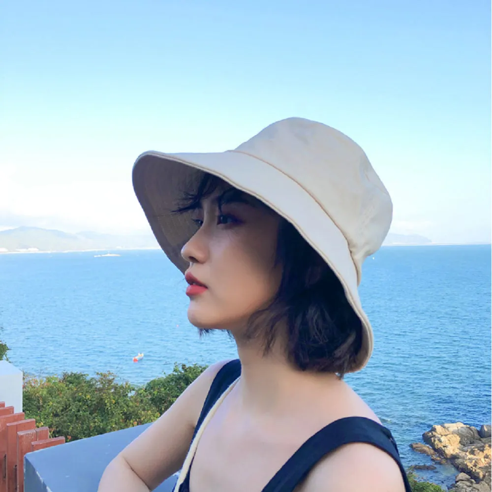Bucket Hat, Summer Travel Beach Sun Hat, Bucket Hat for Women Men Cotton Unisex Foldable Fisherman Hat Outdoor Cap, Khaki