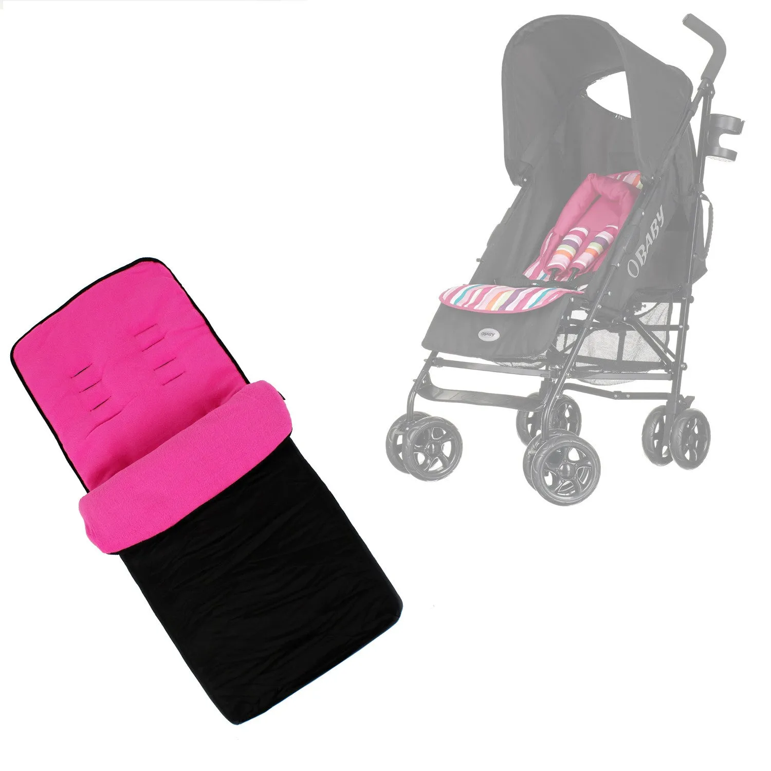 Buddy Jet Foot Muff Pink Suitable For OBaby Atlas Lite Travel System (Pink Stripes)