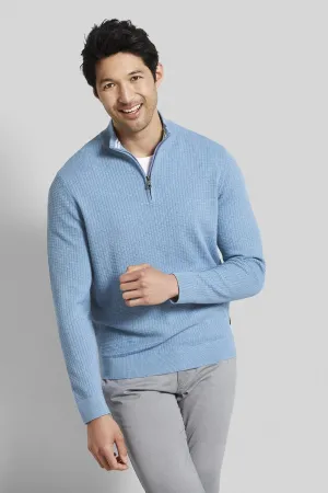 Bugatti - Half Zip Waffle Sweater, Blue Grey
