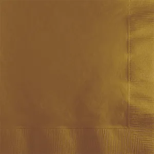 Bulk Pack of 100 Glittering Gold Beverage Napkins 2Ply