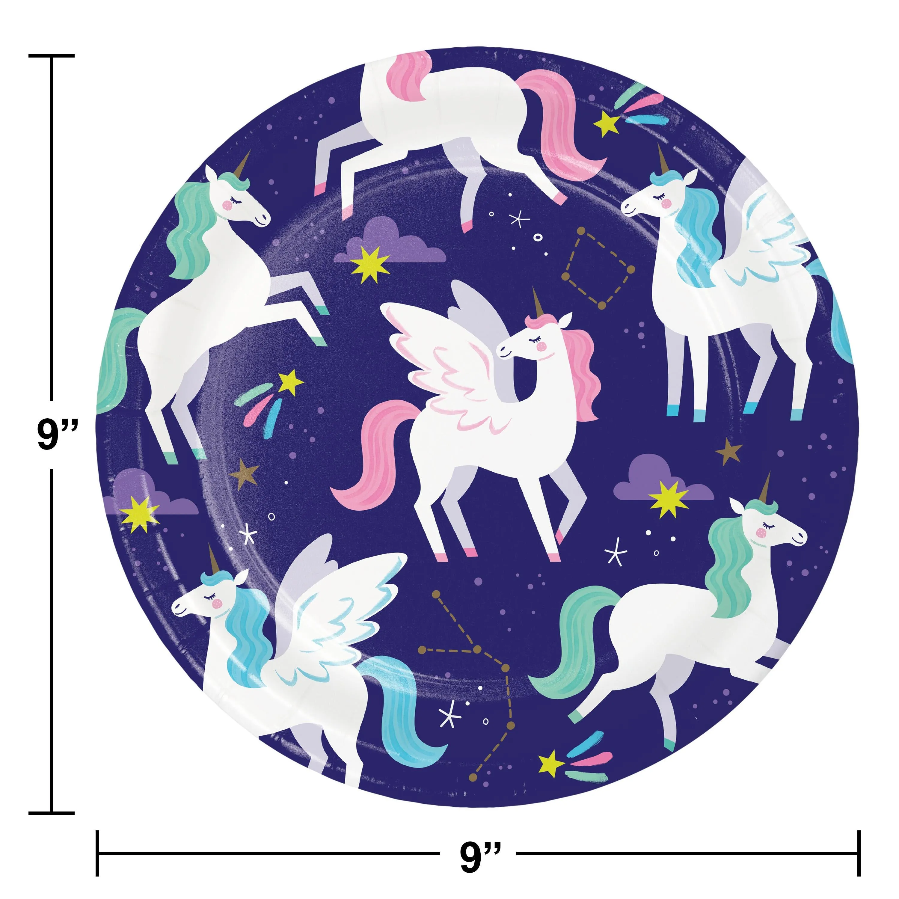Bulk Unicorn Galaxy 8.75 Inch Paper Dinner Plate (96 per Case)